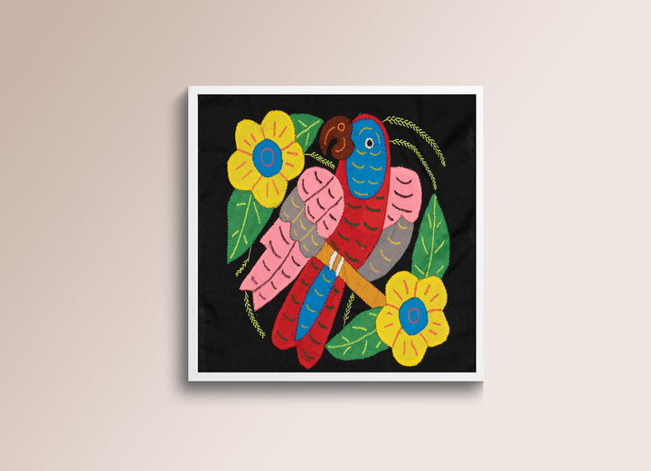 Red Blue And Pink Parrot with Flower Molita