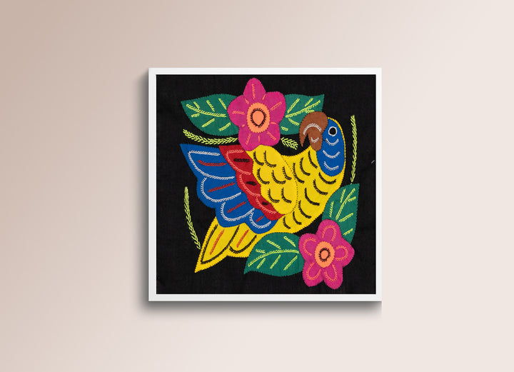 Yellow Red And Blue Parrot with Flower Molita