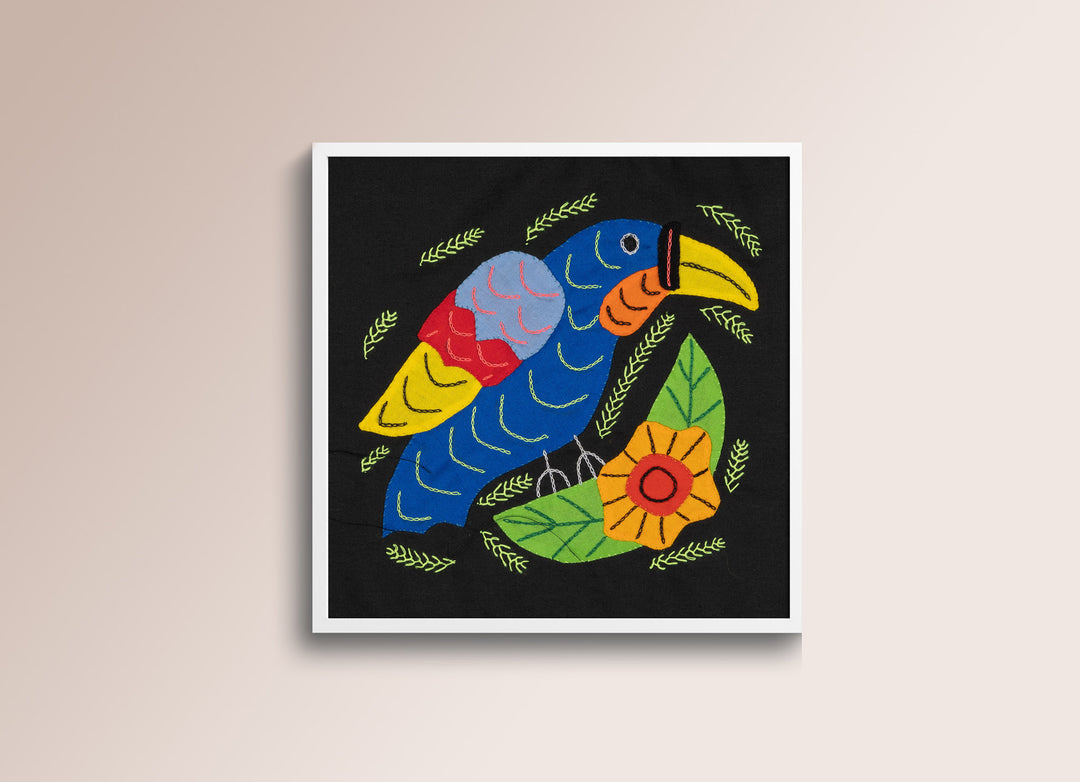 Blue Parrot Bird with Flower Molita