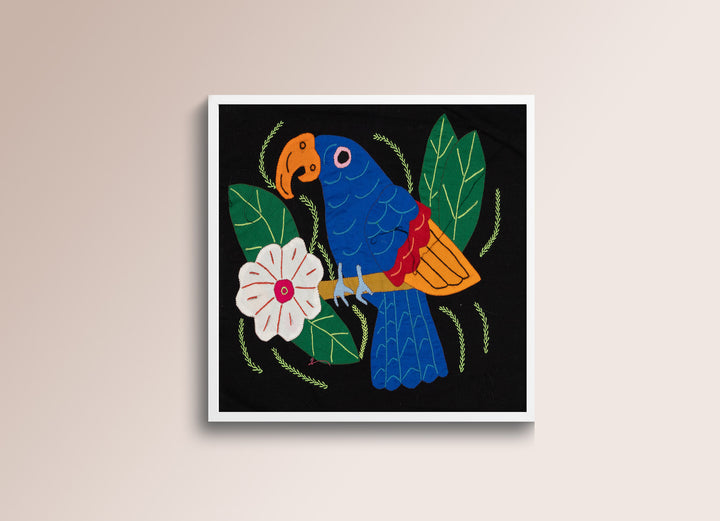 Blue Red And Orange Parrot with Flower Molita