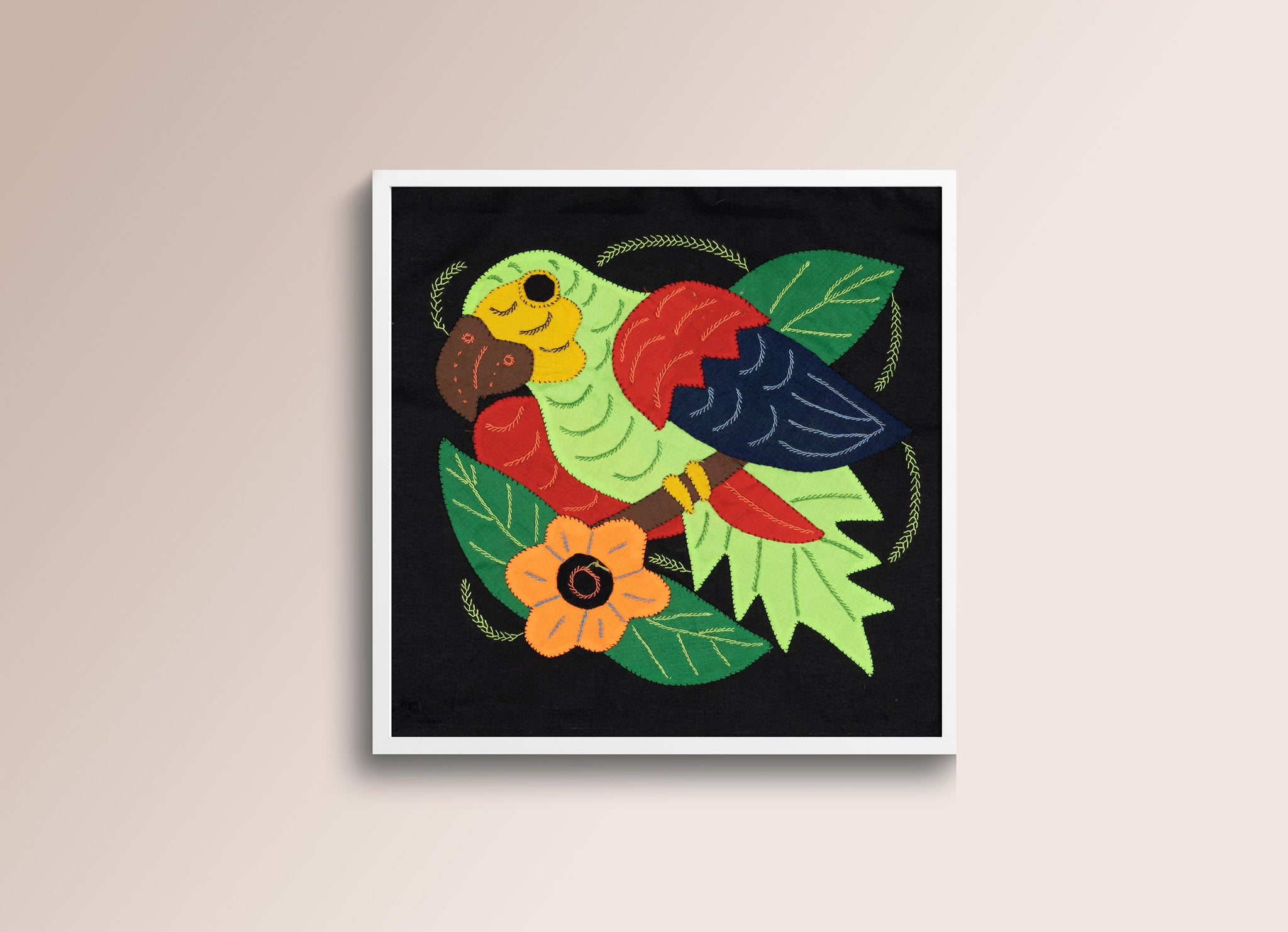 Green Red And Blue Parrot with Flower Molita