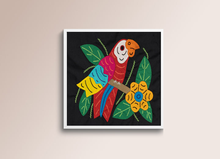 Red Yellow And Blue Parrot with Flower Molita