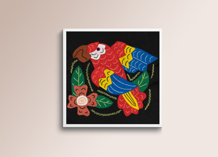 Red Yellow And Blue Parrot with Flower Molita