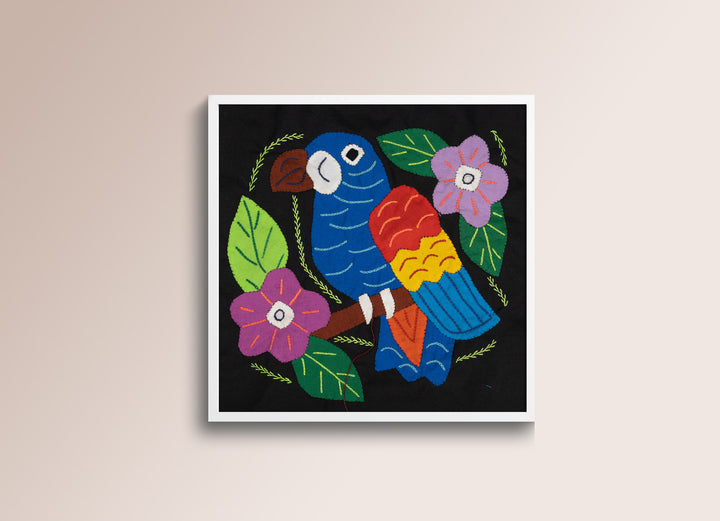 Blue Red And Yellow Parrot with Flower Molita