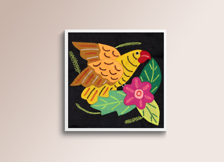 Orange Wing Yellow Parrot Bird with Flower Molita