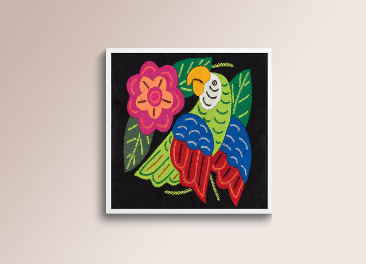Red Blue And Green Parrot with Flower Molita
