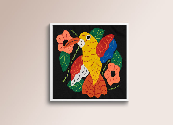 Yellow Blue And Red Hummingbird with Flower Molita