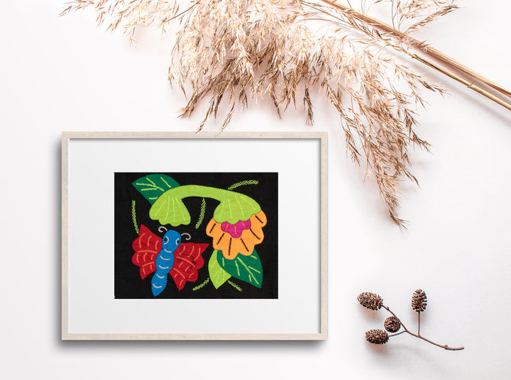 Red And Blue Butterfly with Flower Molita