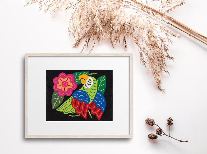 Red Blue And Green Parrot with Flower Molita