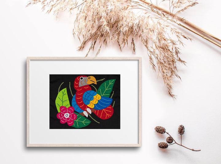 Red Blue And Yellow Parrot with Flower Molita
