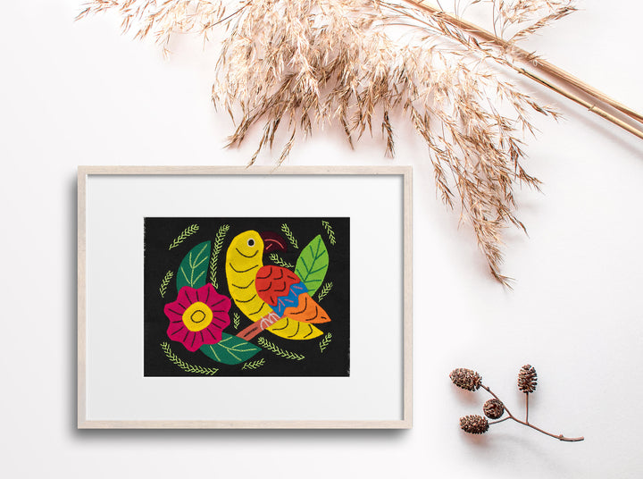 Yellow Canary Bird with Flower Molita