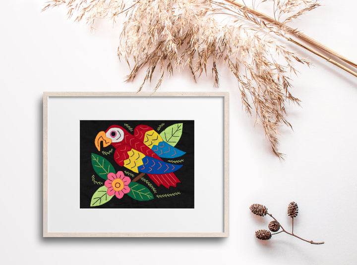 Red Blue And Yellow Parrot with Flower Molita