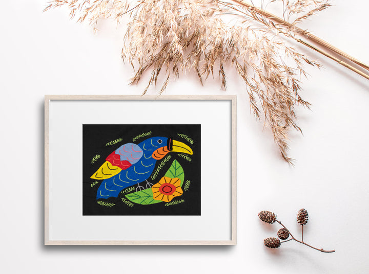 Blue Parrot Bird with Flower Molita