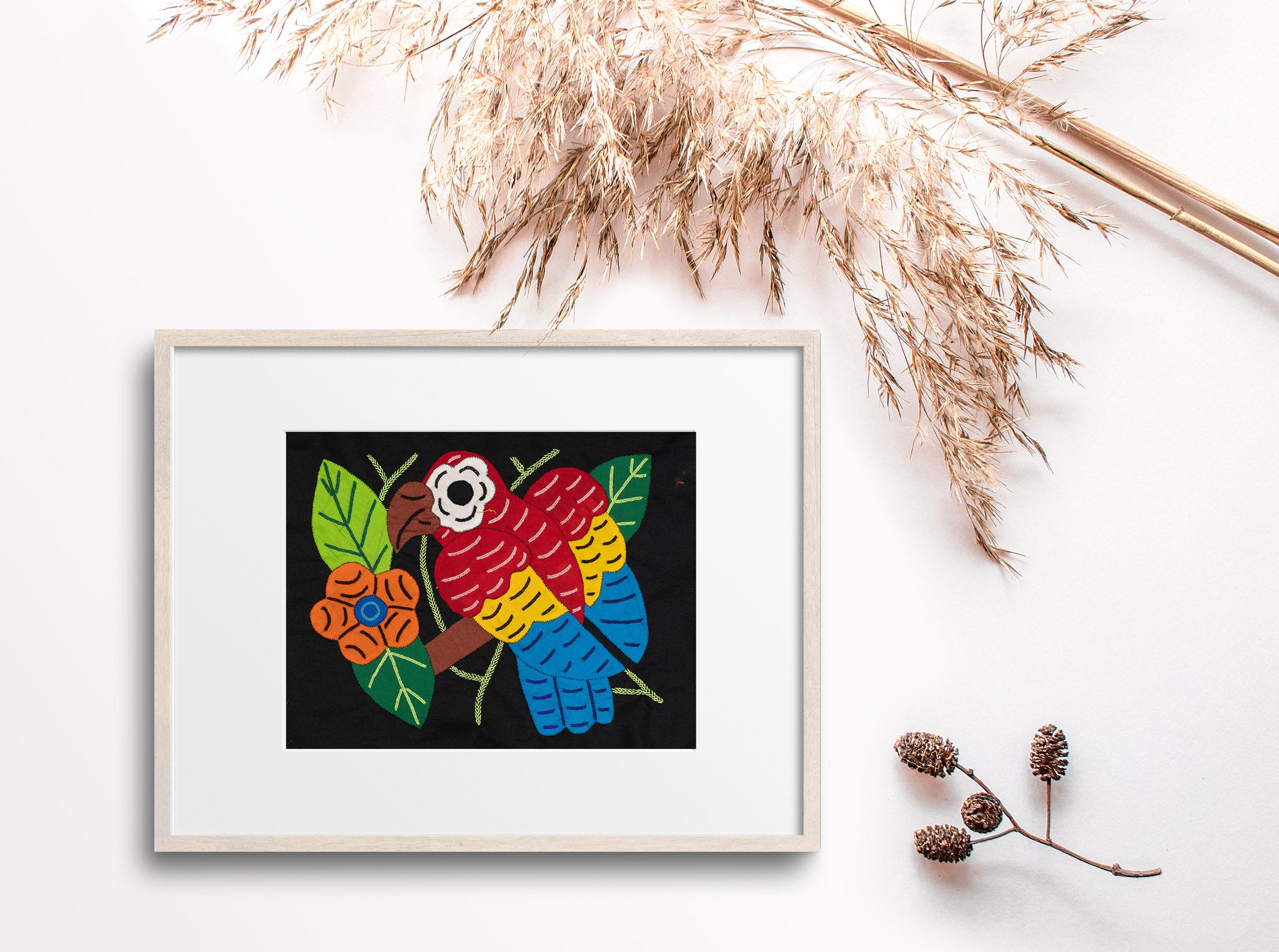 Yellow Red And Blue Parrot with Flower Molita