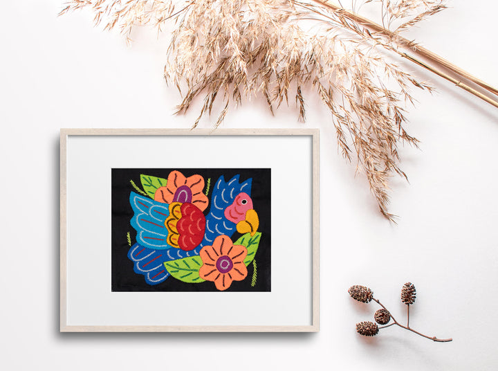 Blue Parrot Bird with Flower Molita
