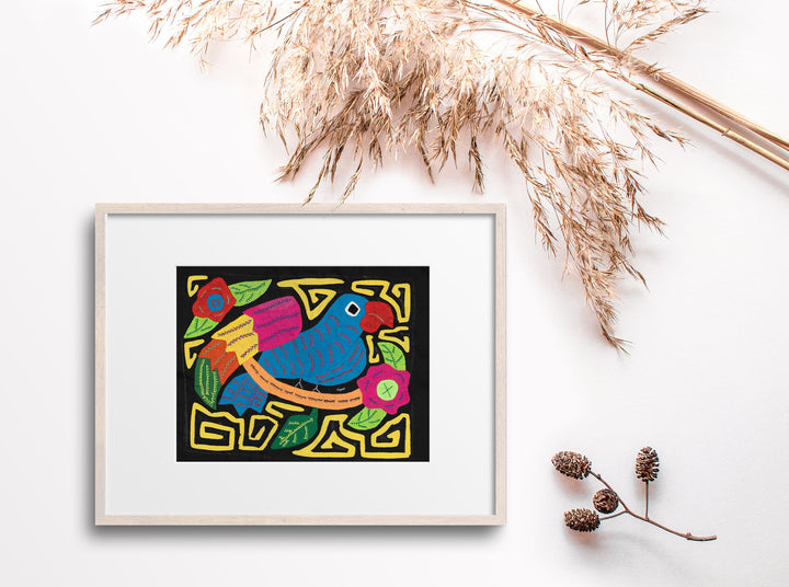 Blue Bird Black and Yellow Background Molita
