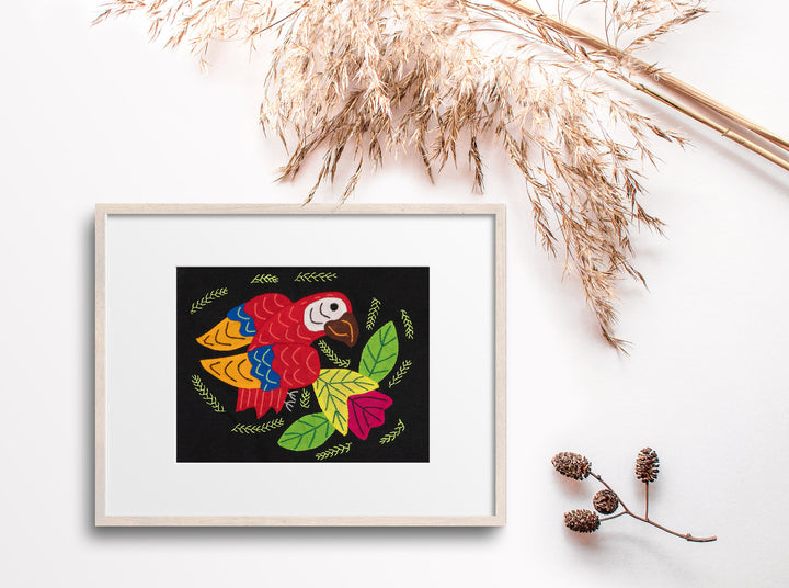 Red Blue And Gold Parrot with Flower Molita