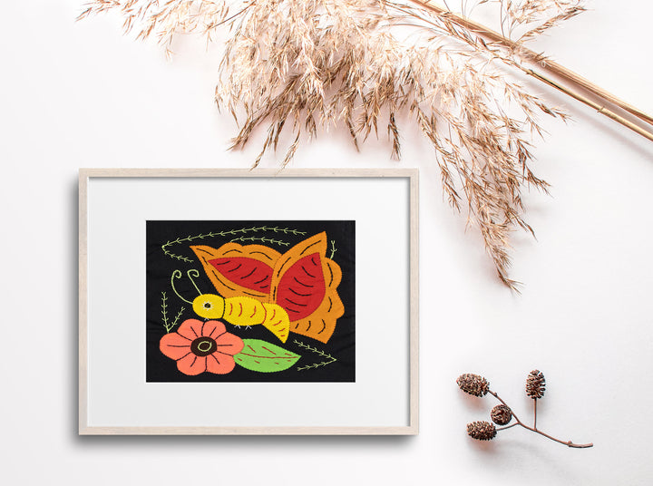 Gold And Red Butterfly with Orange Flower Molita