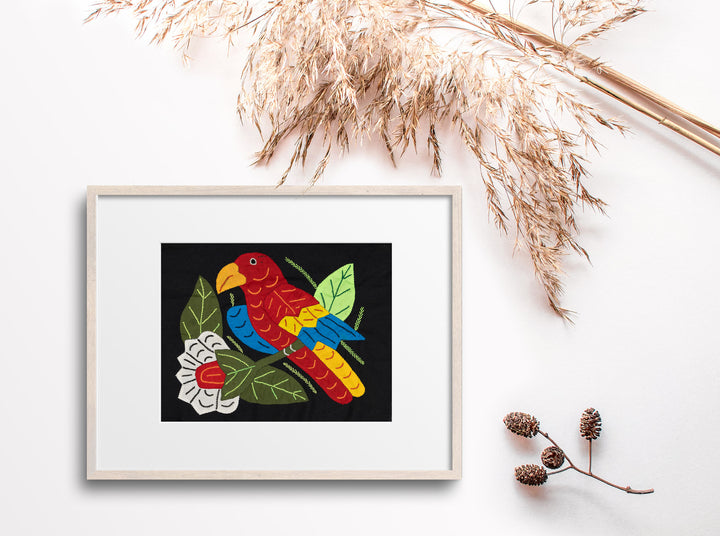 Red Yellow And Blue Bird with Flower Molita