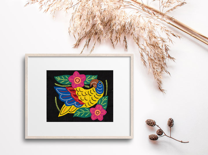 Yellow Red And Blue Parrot with Flower Molita