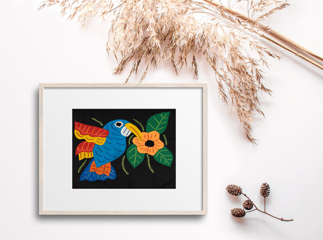 Blue Hummingbird with Flower Molita