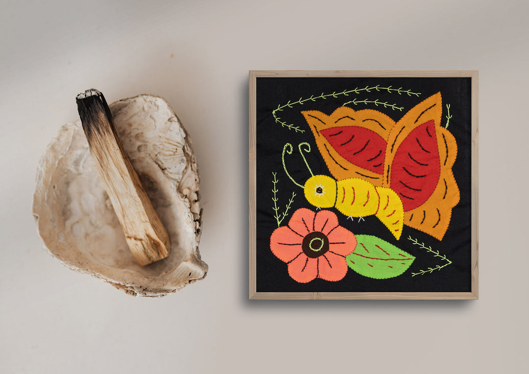 Gold And Red Butterfly with Orange Flower Molita