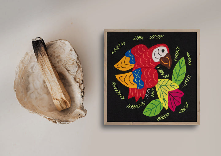 Red Blue And Gold Parrot with Flower Molita
