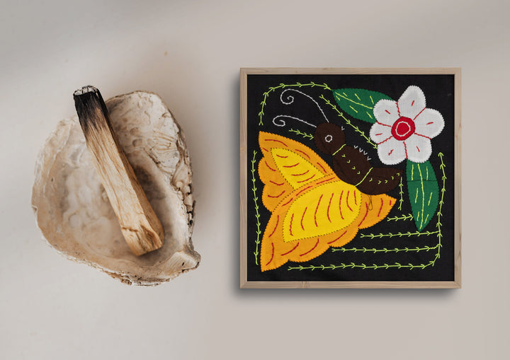 Yellow Butterfly with White Flower Molita