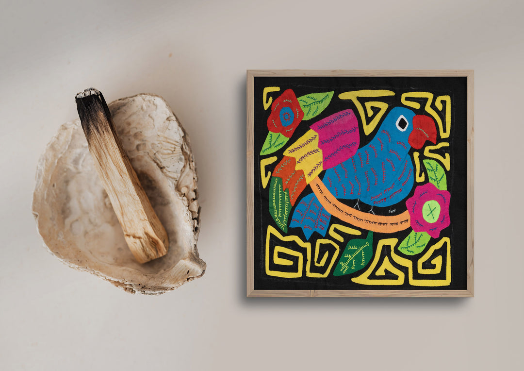 Blue Bird Black and Yellow Background Molita