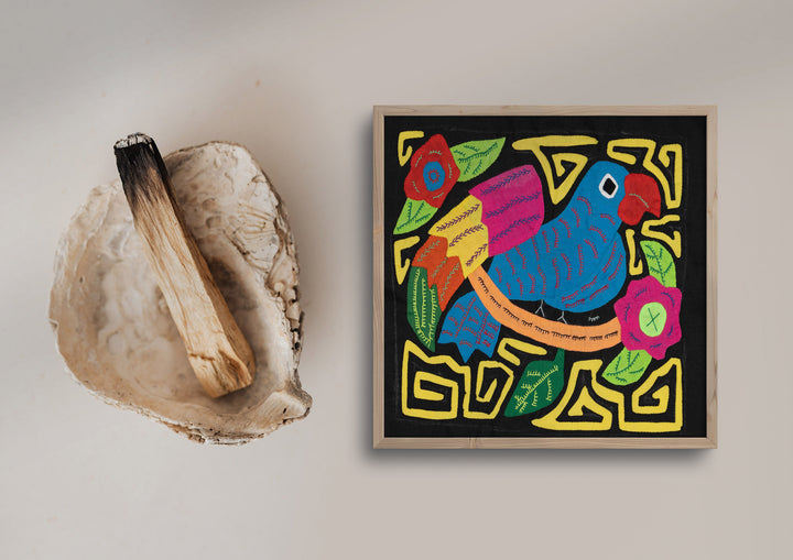 Blue Bird Black and Yellow Background Molita