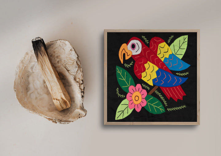 Red Blue And Yellow Parrot with Flower Molita