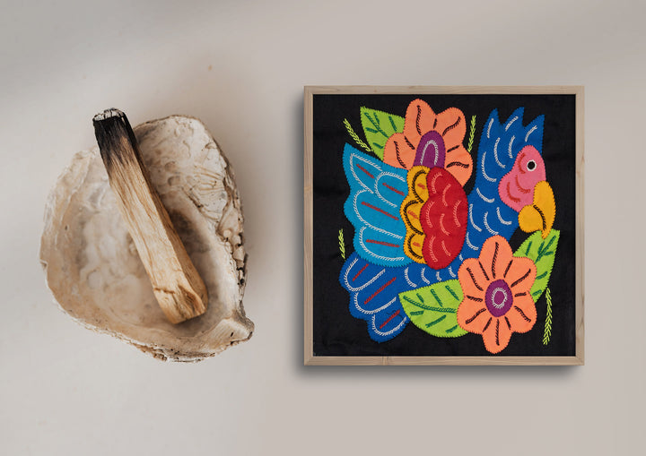 Blue Parrot Bird with Flower Molita