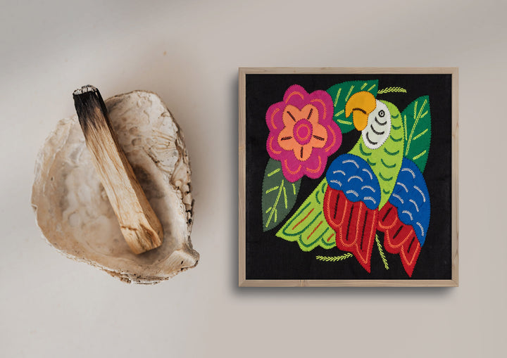 Red Blue And Green Parrot with Flower Molita