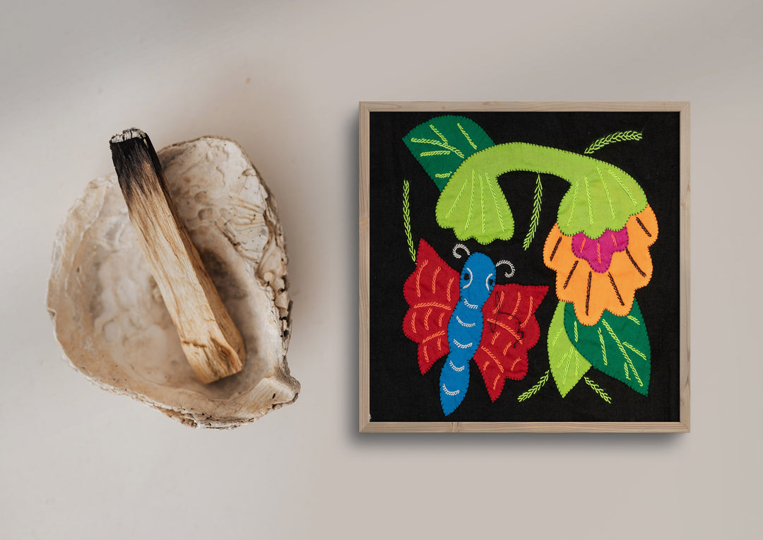 Red And Blue Butterfly with Flower Molita