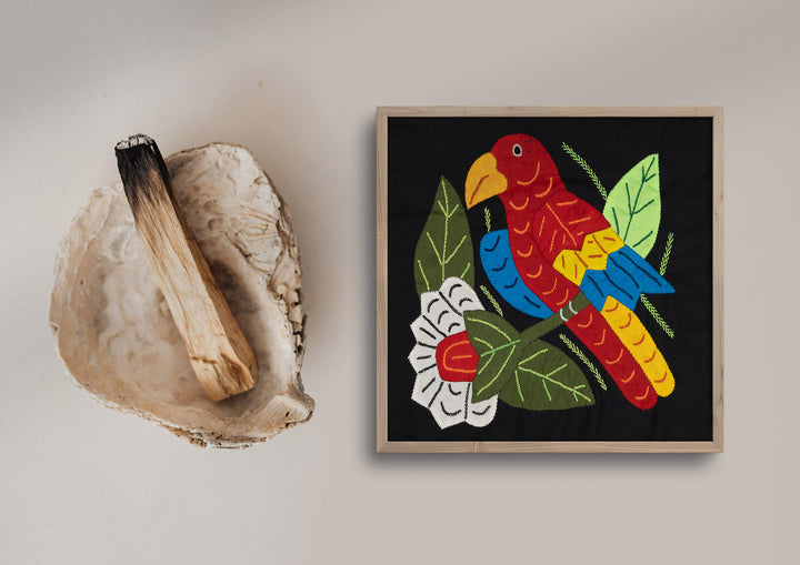 Red Yellow And Blue Bird with Flower Molita