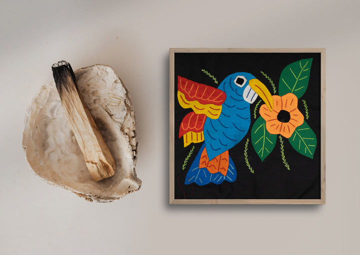 Blue Hummingbird with Flower Molita