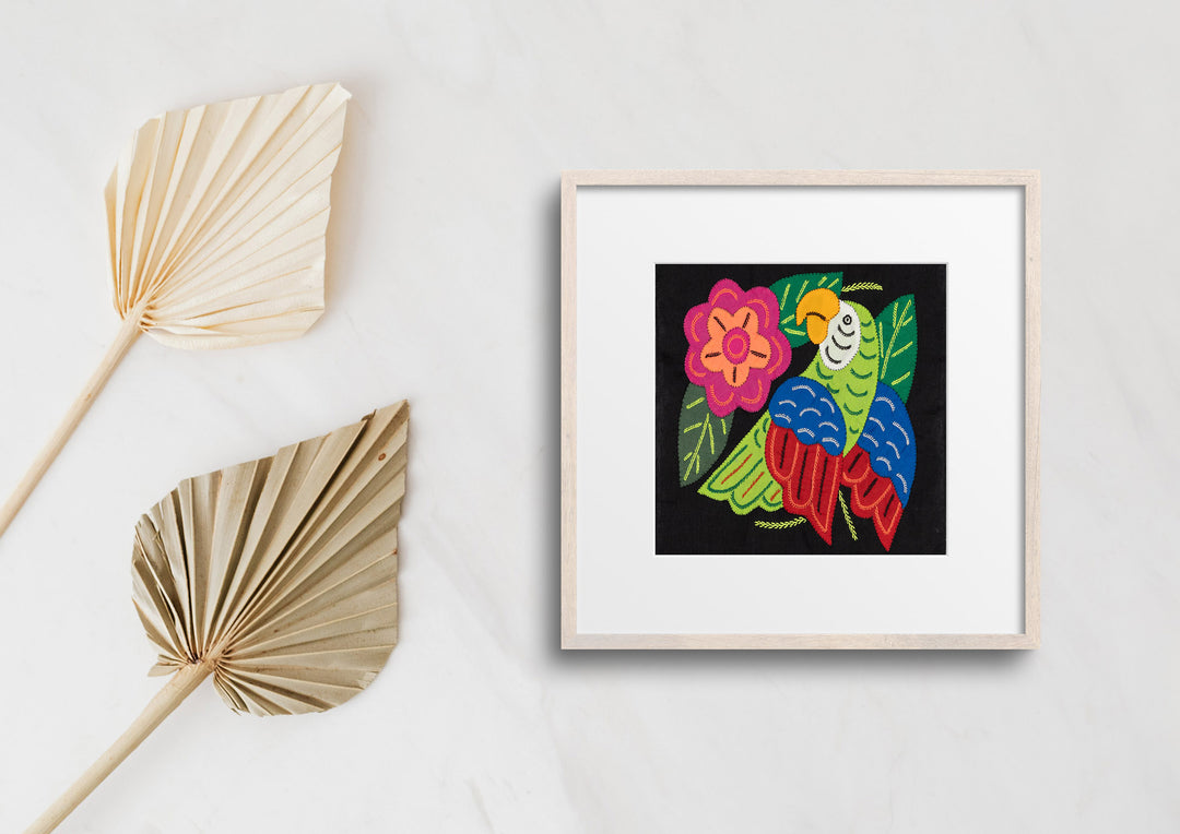 Red Blue And Green Parrot with Flower Molita