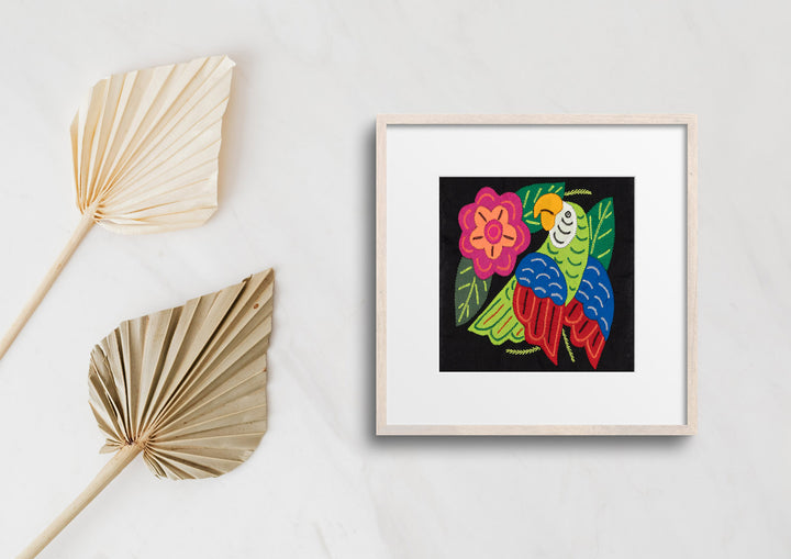 Red Blue And Green Parrot with Flower Molita