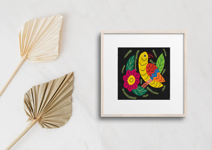 Yellow Canary Bird with Flower Molita