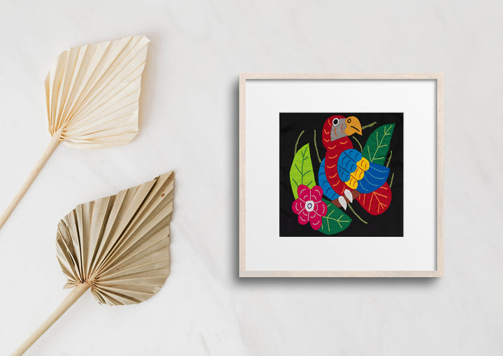 Red Blue And Yellow Parrot with Flower Molita