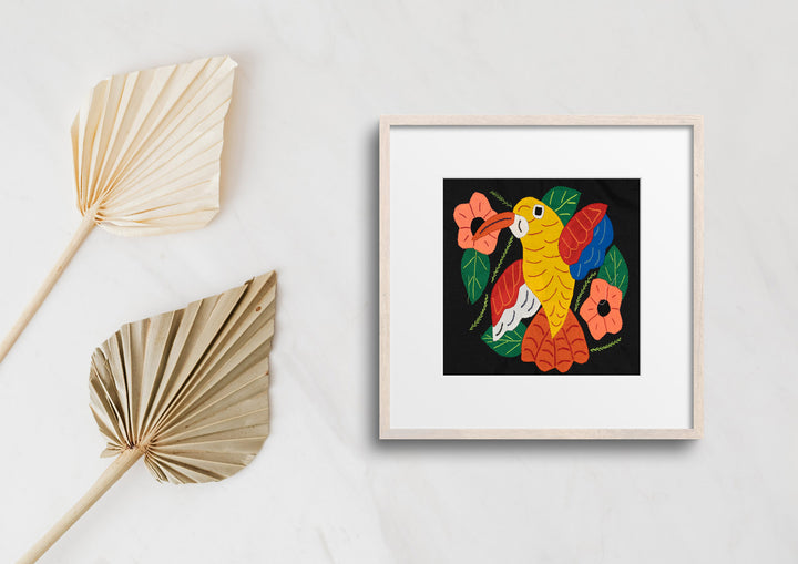 Yellow Blue And Red Hummingbird with Flower Molita