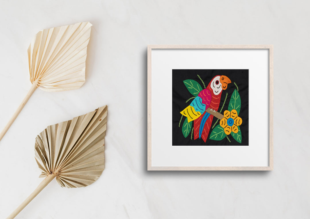 Red Yellow And Blue Parrot with Flower Molita