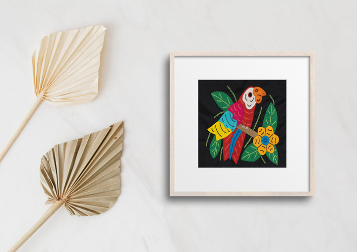 Red Yellow And Blue Parrot with Flower Molita
