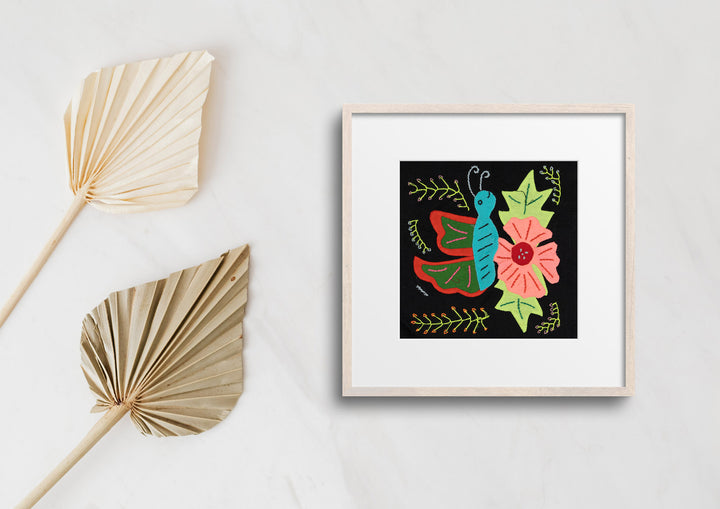 Blue And Red Butterfly with Orange Flower Molita