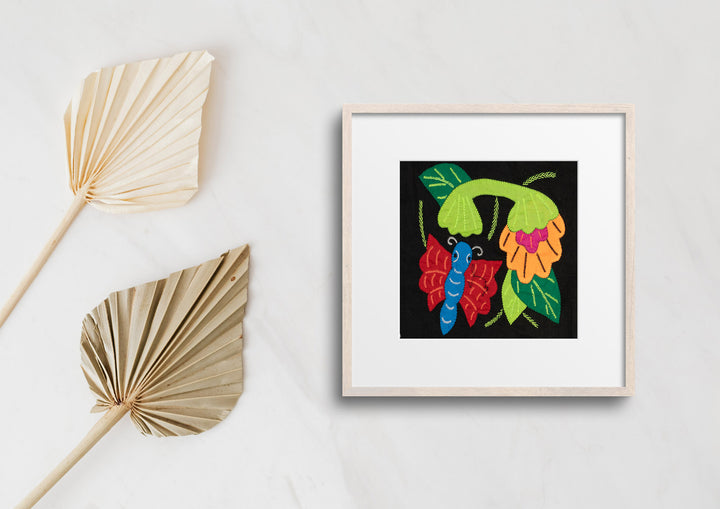 Red And Blue Butterfly with Flower Molita