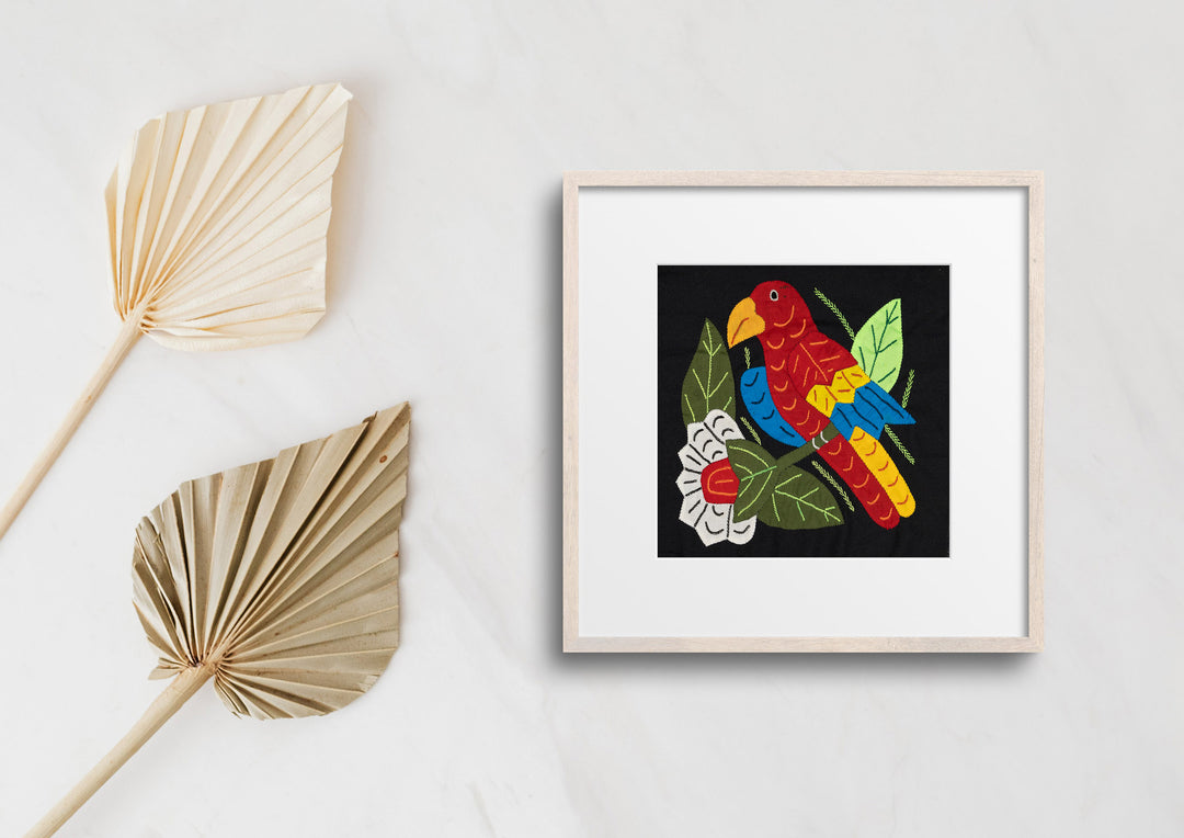 Red Yellow And Blue Bird with Flower Molita