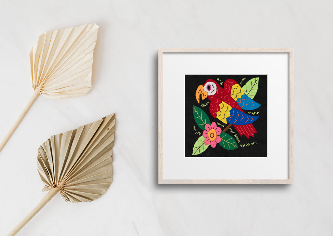 Red Blue And Yellow Parrot with Flower Molita