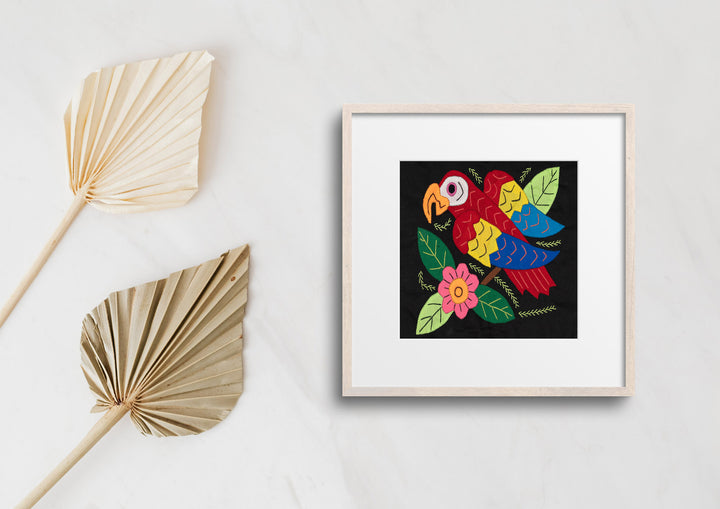 Red Blue And Yellow Parrot with Flower Molita