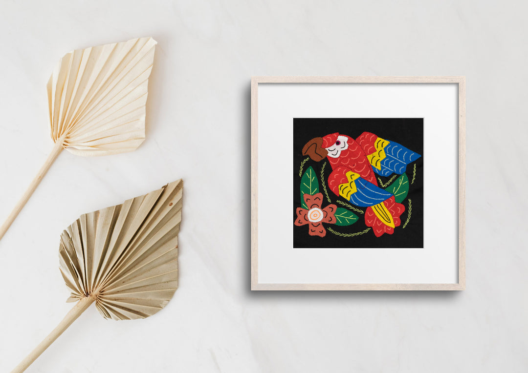 Red Yellow And Blue Parrot with Flower Molita