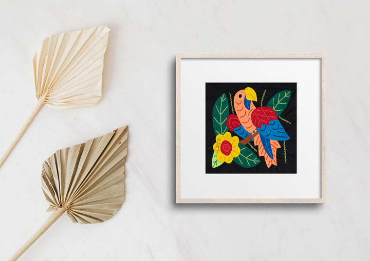Pink Red And Blue Parrot with Flower Molita
